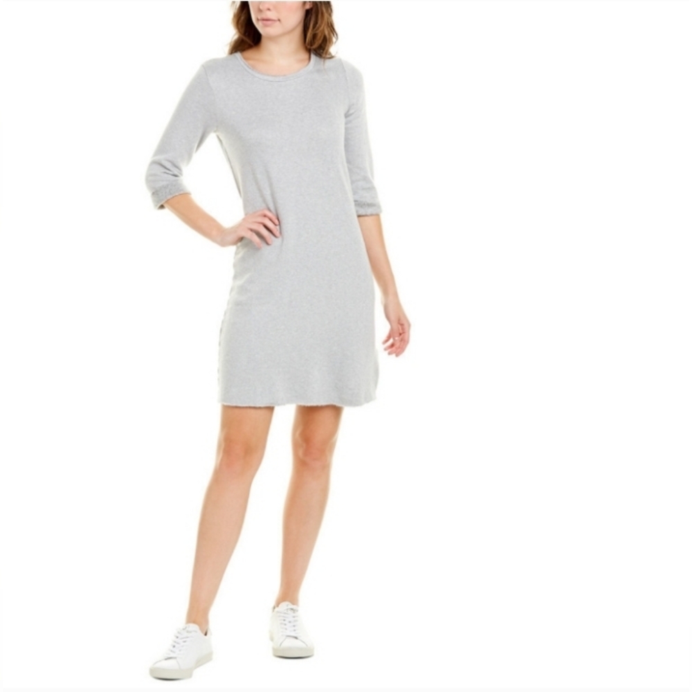 Sol Angeles French Terry Dress Size L Gray Heather Cuffed 3/4 Sleeve Made In USA